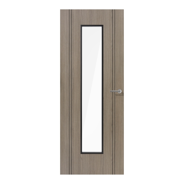LPD Internal Prefinished Light Grey Laminate Monaco Doors [Clear Glass]