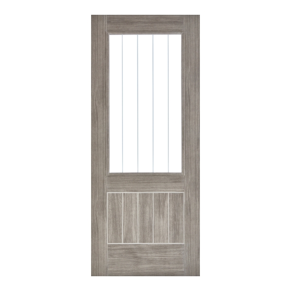 LPD Internal Prefinished Light Grey Laminate Mexicano Doors [Clear Etched Glass]