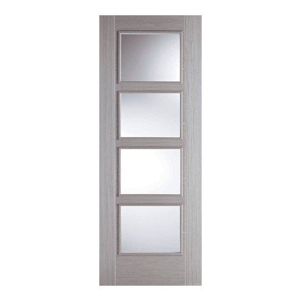 LPD Internal Prefinished Light Grey Vancouver Raised Moulding Doors [Clear Glass]