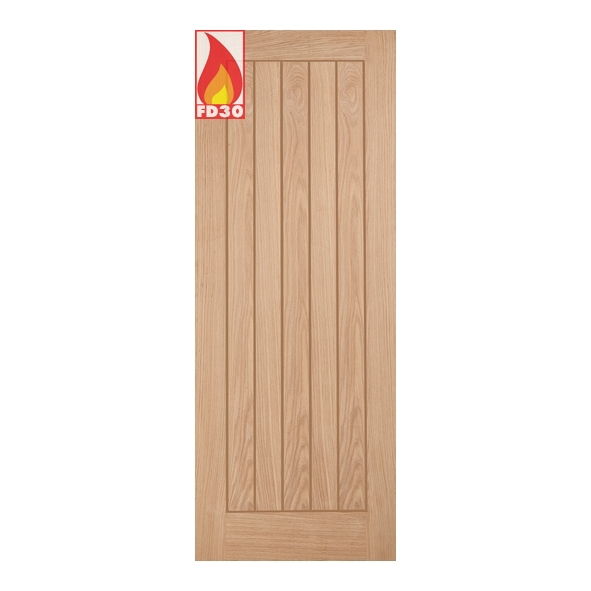 OBELFC826  2040 x 826 x 44mm  LPD Internal Unfinished Oak Belize FD30 Fire Door