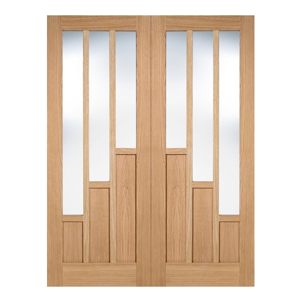 LPD Internal Unfinished Oak Coventry Door Pairs [Clear Glass]