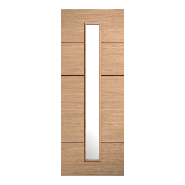 LPD Internal Prefinished Oak Lillie Raised Moulding Doors [Clear Glass]