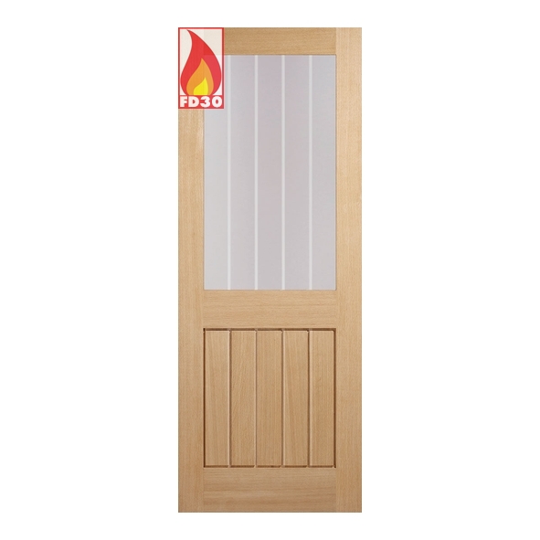 PFOMEX1LFC33  1981 x 838 x 44mm [33]  LPD Internal Prefinished Oak Mexicano Half FD30 Fire Door [Clear Etched Glazed]