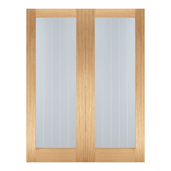 LPD Internal Unfinished Oak Mexicano Door Pairs [Clear Etched Glass]