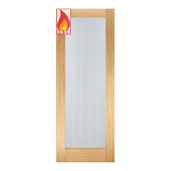 LPD Internal Prefinished Oak Mexicano P10 FD30 Fire Doors [Clear Etched Glass]
