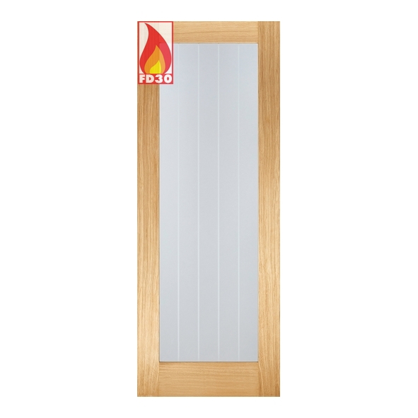 PFOMEX10GFC33  1981 x 838 x 44mm [33]  LPD Internal Prefinished Oak Mexicano P10 FD30 Fire Door [Clear Etched Glazed]