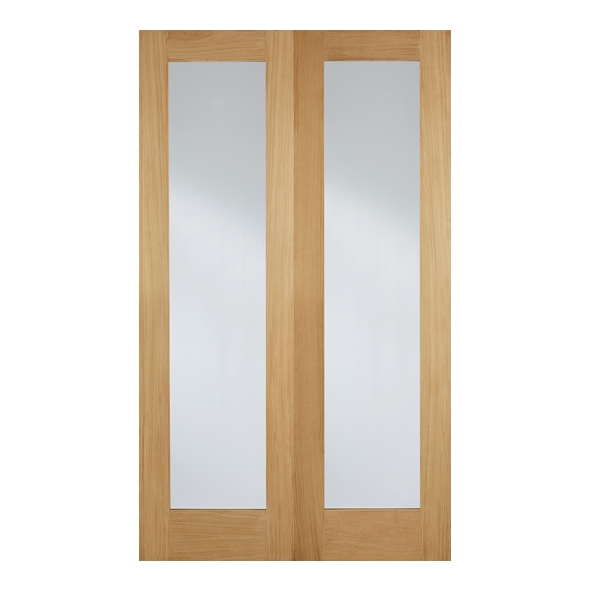 LPD Internal Unfinished Oak Pattern 20 Door Pairs [Clear Glass]