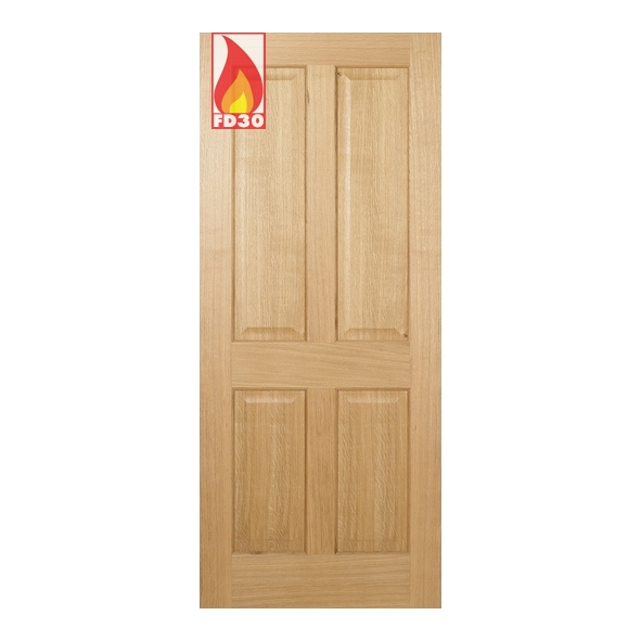 PFFCOREG4P30  1981 x 762 x 44mm [30]  LPD Internal Prefinished Oak Regency 4 Panel FD30 Fire Door