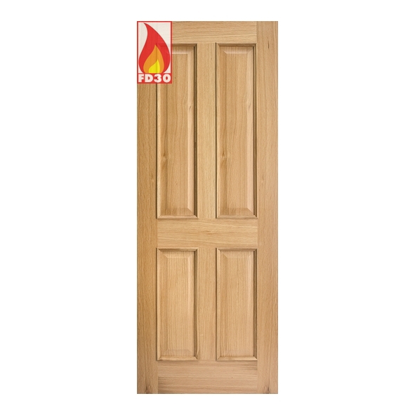 FCOREG4PRM27  1981 x 686 x 44mm [27]  LPD Internal Unfinished Oak Regency 4 Panel Raised Moulding FD30 Fire Door