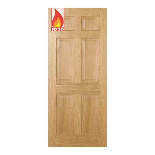 PFFCOREG33  1981 x 838 x 44mm [33]  LPD Internal Prefinished Oak Regency 6 Panel FD30 Fire Door