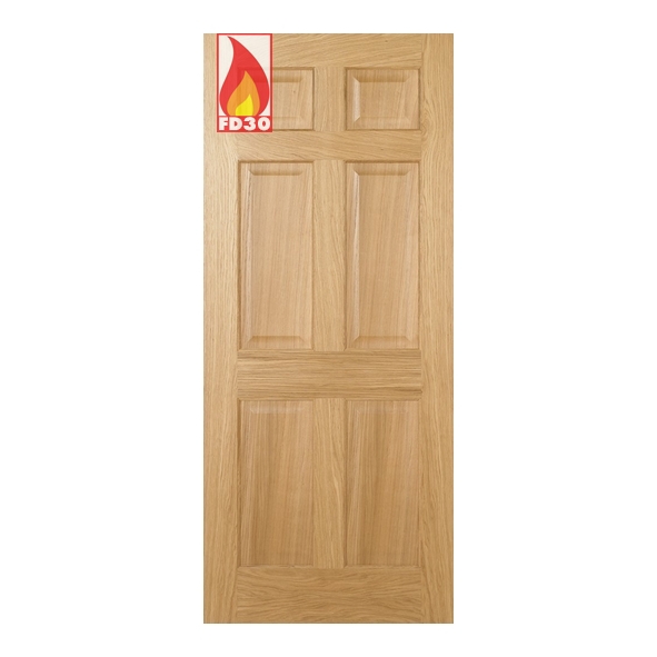 PFFCOREG27  1981 x 686 x 44mm [27]  LPD Internal Prefinished Oak Regency 6 Panel FD30 Fire Door