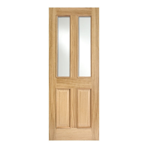 LPD Internal Unfinished Oak Richmond Raised Moulding Doors [Clear Bevelled Glass]