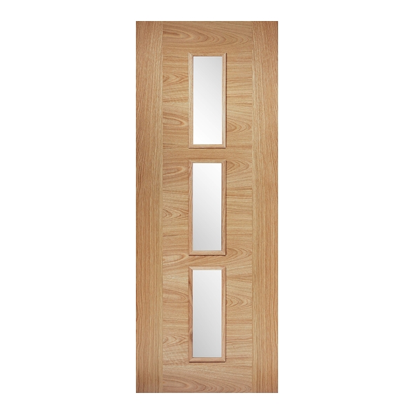 LPD Internal Prefinished Oak Sofia Raised Moulding Doors [Clear Glass]