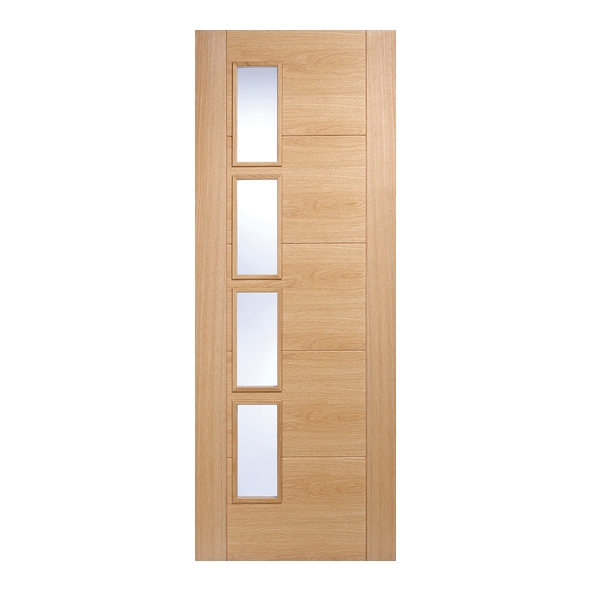 LPD Internal Prefinished Oak Vancouver 4L Offset Doors [Clear Glass]