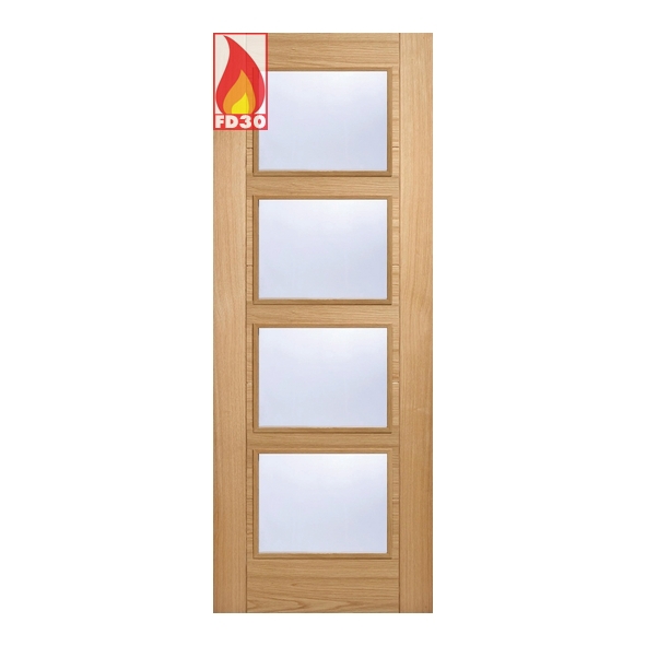 LPD Internal Prefinished Oak Vancouver 4L FD30 Fire Doors [Clear Glass]