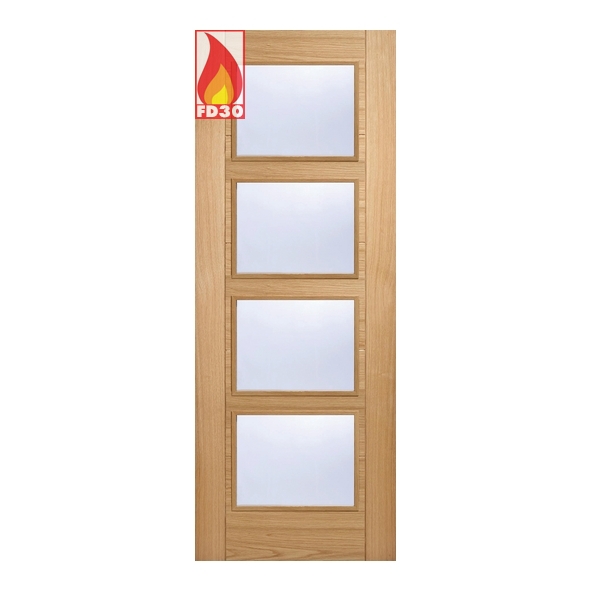 OVAN4LFC33  1981 x 838 x 44mm [33]  LPD Internal Prefinished Oak Vancouver 4L FD30 Fire Door [Clear Glazed]