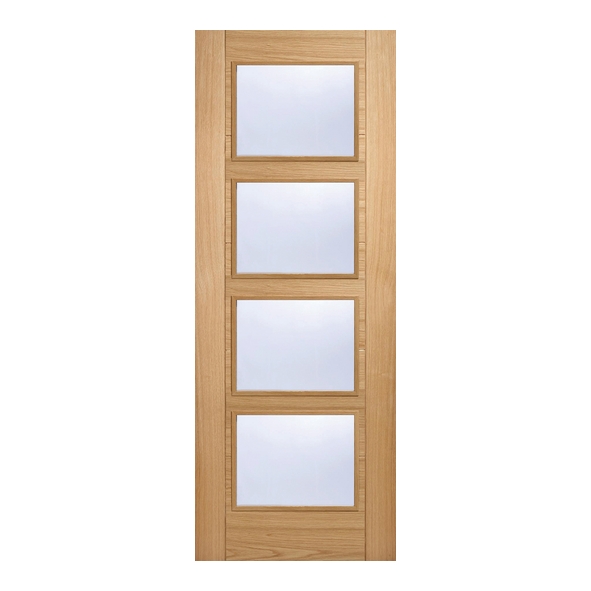 LPD Internal Prefinished Oak Vancouver 4L Doors [Clear Glass]