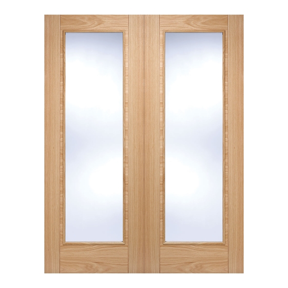 LPD Internal Prefinished Oak Vancouver Door Pairs [Clear Glass]