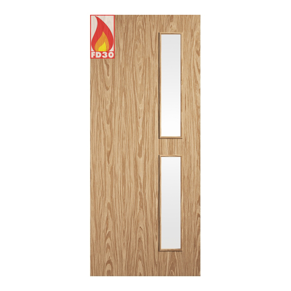 FLUOAKFD16G27  1981 x 686 x 44mm [27]  LPD Internal Prefinished Oak Flush FD30 16G Fire Door [Clear Glass]