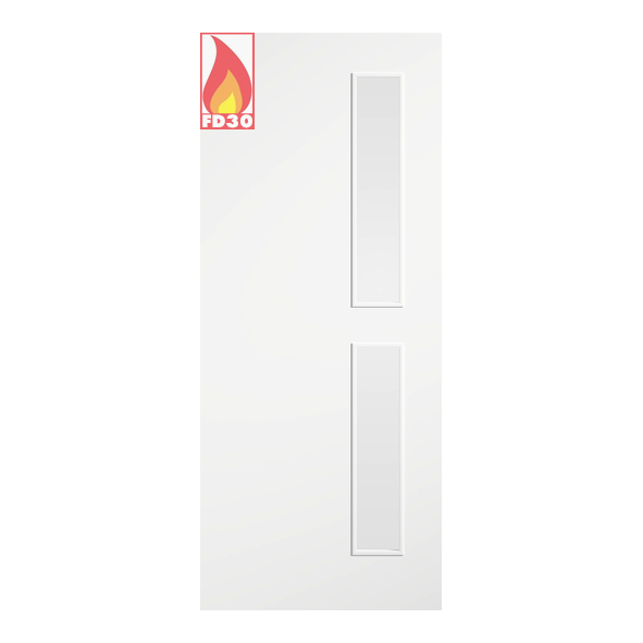WPFD16G27  1981 x 686 x 44mm [27]  LPD Internal White Primed Flush FD30 16G Fire Door [Clear Glass]
