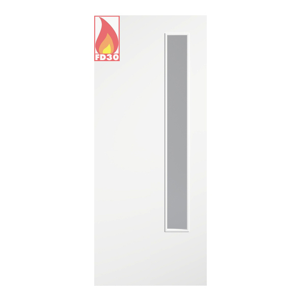 WPFD20G27  1981 x 686 x 44mm [27]  LPD Internal White Primed Flush FD30 20G Fire Door [Clear Glass]