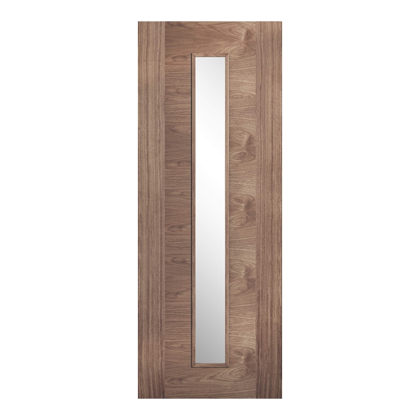 LPD Internal Prefinished Walnut Sofia Raised Moulding Doors [Clear Glass]
