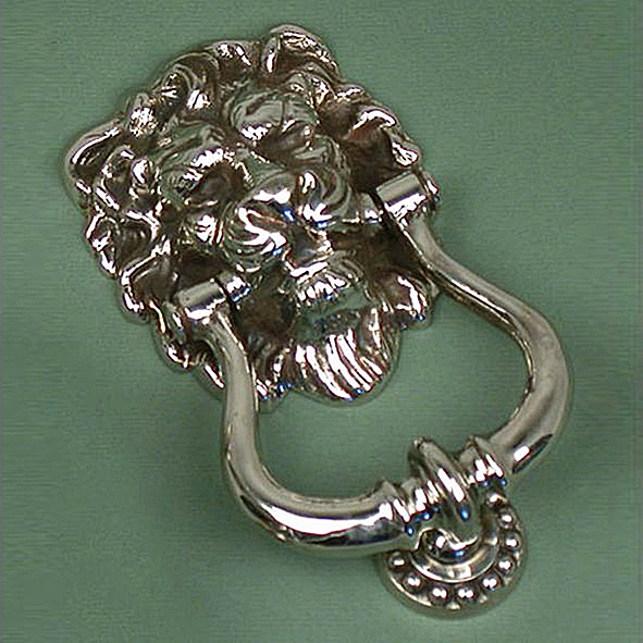 KLi-AN  165 x 92 x 43mm  Aged Nickel  Reproduction Lions Head Knocker