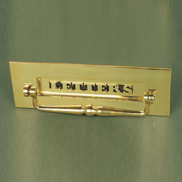 LCy-AB  300 x 102mm  Unlacquered Polished / Aged Brass  Reproduction Classic Letter Plate With Knocker