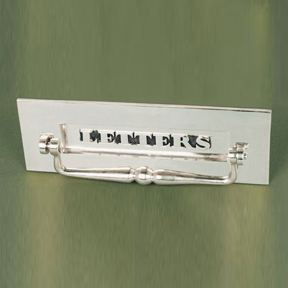 LCy-AN  300 x 102mm  Polished / Aged Nickel  Reproduction Classic Letter Plate With Knocker