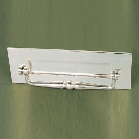 LTy-PN  300 x 102mm  Polished Nickel  Reproduction Traditional Letter Plate With Knocker