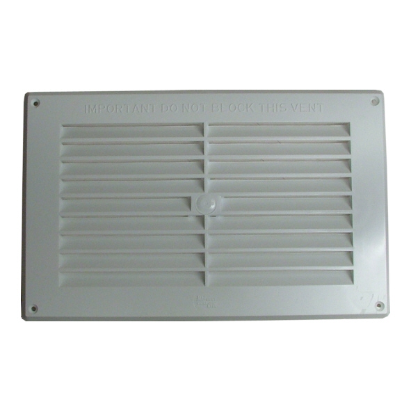 MH-916-02  273 x 171mm [13800mm]  White  Flush Fitting Gas Regulation Plastic Louvre Ventilator