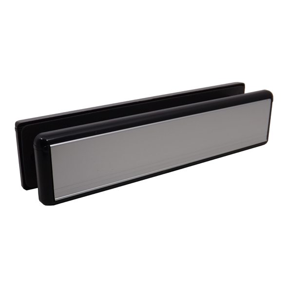 110685W • 304 x 70mm • Satin Aluminium / Black Frame • Grand Contura Letter Plate Set
