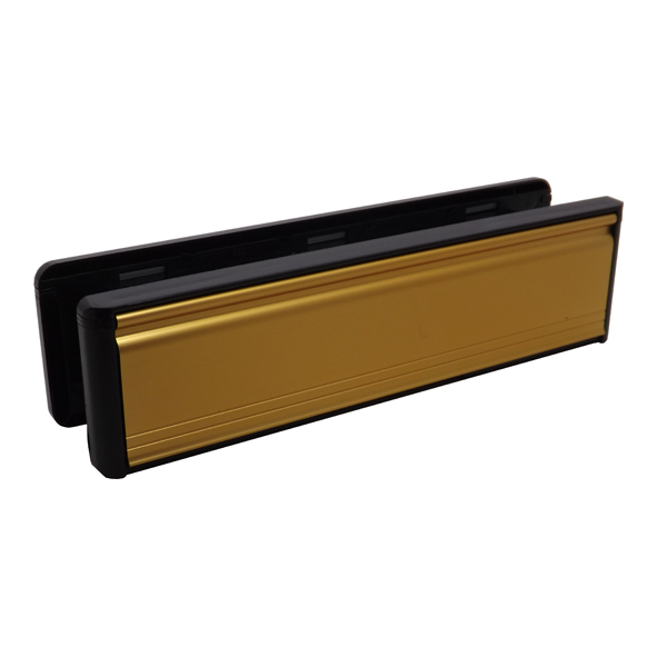 110465W • 265 x 070mm • Gold Anodised / Black Frame • Welseal Letter Plate Set