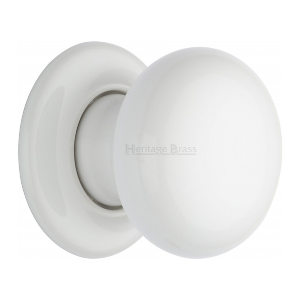 5010-PR • White Rose • Heritage Brass Porcelain White Knobs On Round Roses