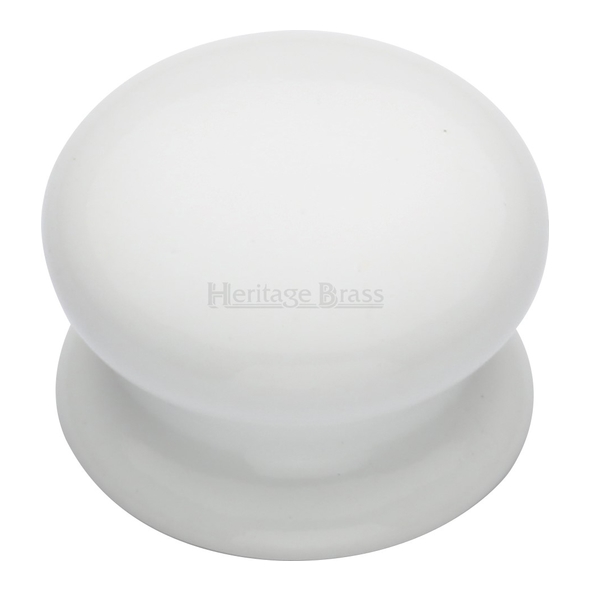 5032  032mm  Plain White  Heritage Brass Porcelain Cabinet Knob