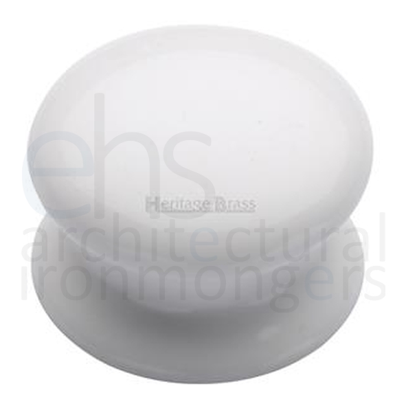 5038 • 038mm • Plain White • Heritage Brass Porcelain Cabinet Knob