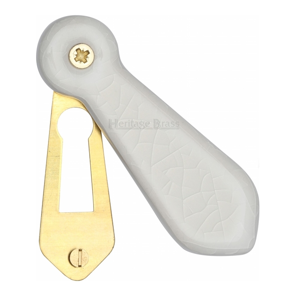 7030 • White Crackle • Heritage Brass Porcelain Mortice Key Escutcheon