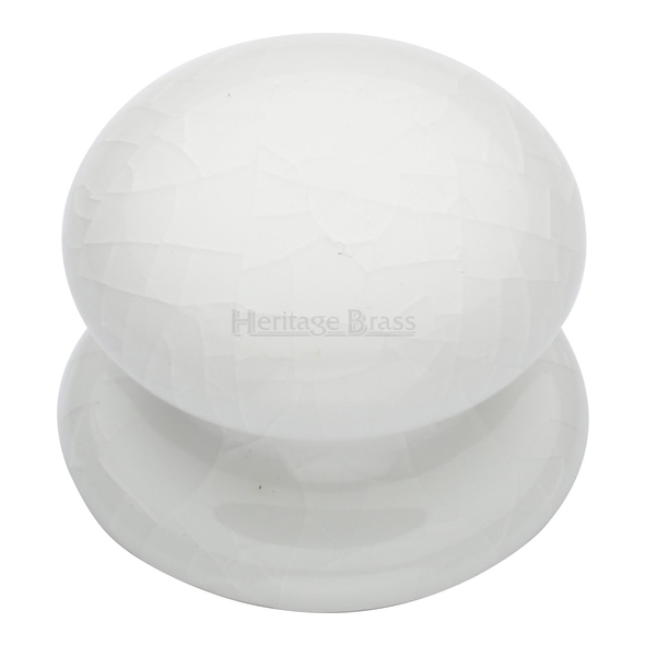 7032 • 32mm • White Crackle • Heritage Brass Porcelain Cabinet Knob