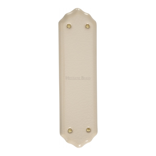 8000 • 289 x 072mm • Cream Crackle • Heritage Brass Shaped Porcelain Finger Plate