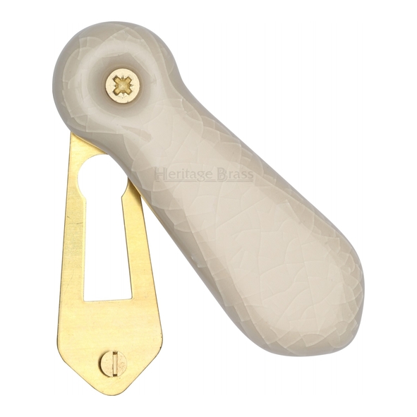 8030  Cream Crackle  Heritage Brass Porcelain Mortice Key Escutcheon