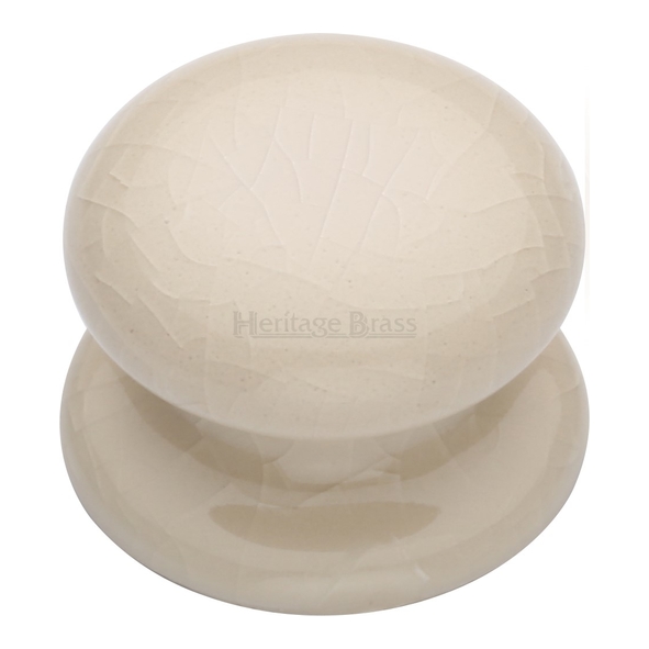 8032 • 32mm • Cream Crackle • Heritage Brass Porcelain Cabinet Knob