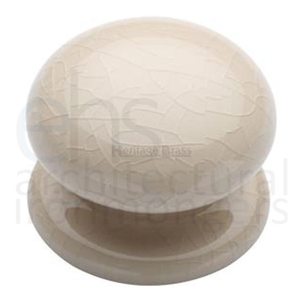 8038 • 38mm • Cream Crackle • Heritage Brass Porcelain Cabinet Knob