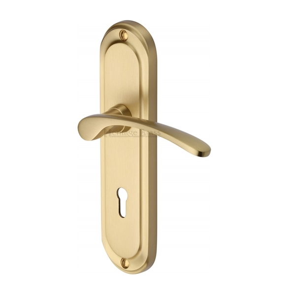 AMB6200-SB • Standard Lock [57mm] • Satin Brass • Heritage Brass Ambassador Levers On Backplates