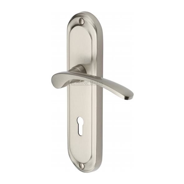 AMB6200-SN  Standard Lock [57mm]  Satin Nickel  Heritage Brass Ambassador Levers On Backplates