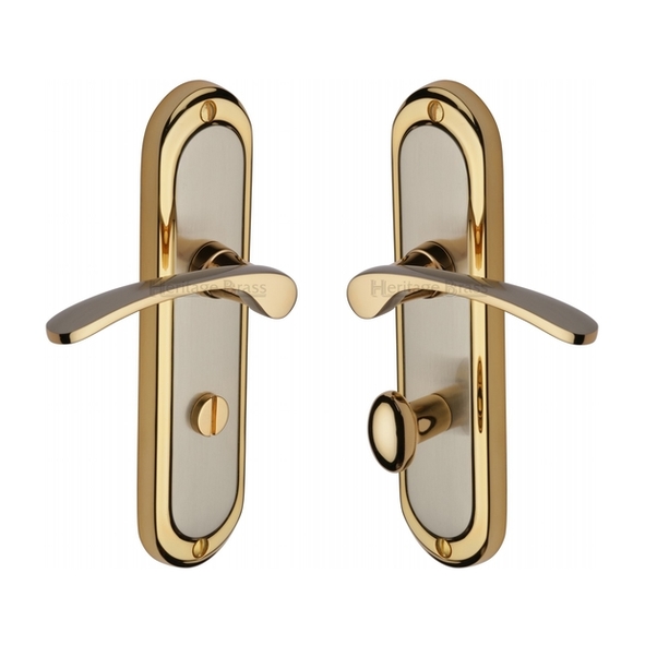 AMB6230-JP • Bathroom [57mm] • Satin Nickel / Gold • Heritage Brass Ambassador Levers On Backplates