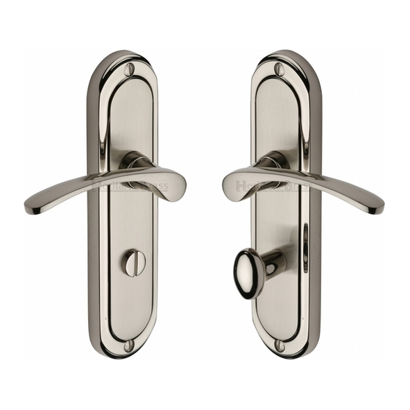 AMB6230-MC • Bathroom [57mm] • Satin / Polished Nickel • Heritage Brass Ambassador Levers On Backplates