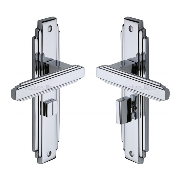 AST5930-PC • Bathroom [57mm] • Polished Chrome • Heritage Brass Astoria Art Deco Levers On Backplates