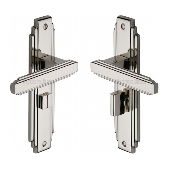 AST5930-PNF  Bathroom [57mm]  Polished Nickel  Heritage Brass Astoria Art Deco Levers On Backplates