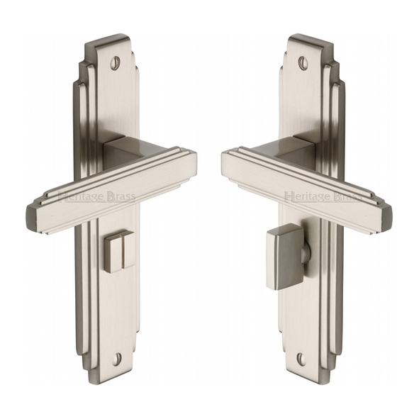 AST5930-SN  Bathroom [57mm]  Satin Nickel  Heritage Brass Astoria Art Deco Levers On Backplates