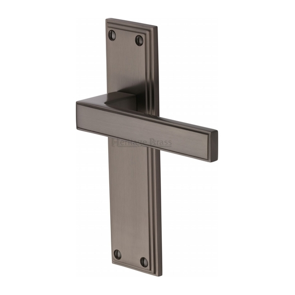 ATL5710-MB • Long Plate Latch • Matt Bronze • Heritage Brass Atlantis Art Deco Levers On Backplates